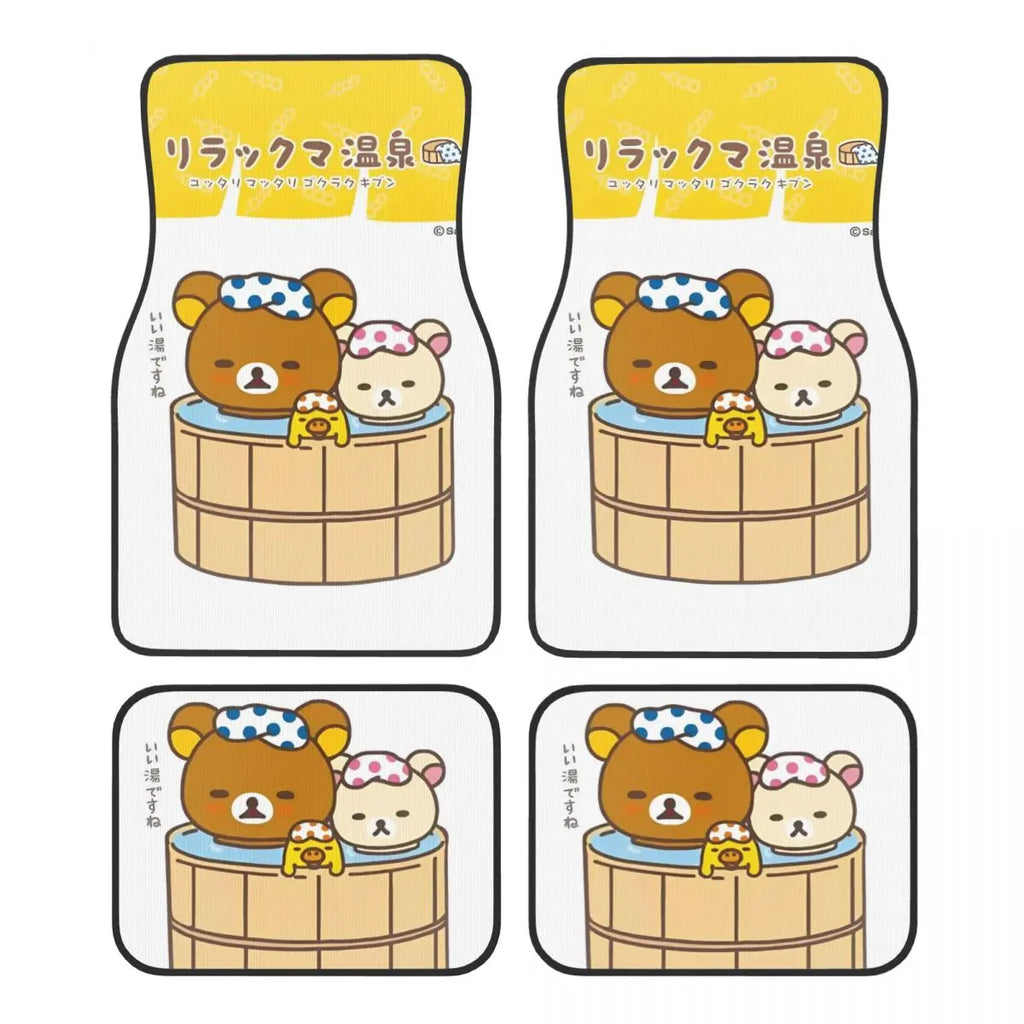 Rilakkuma Car Floor Mats Carpet Set of 4 Anti-Slip Universal Automotive Floor Mat Fit for Mid Trucks
