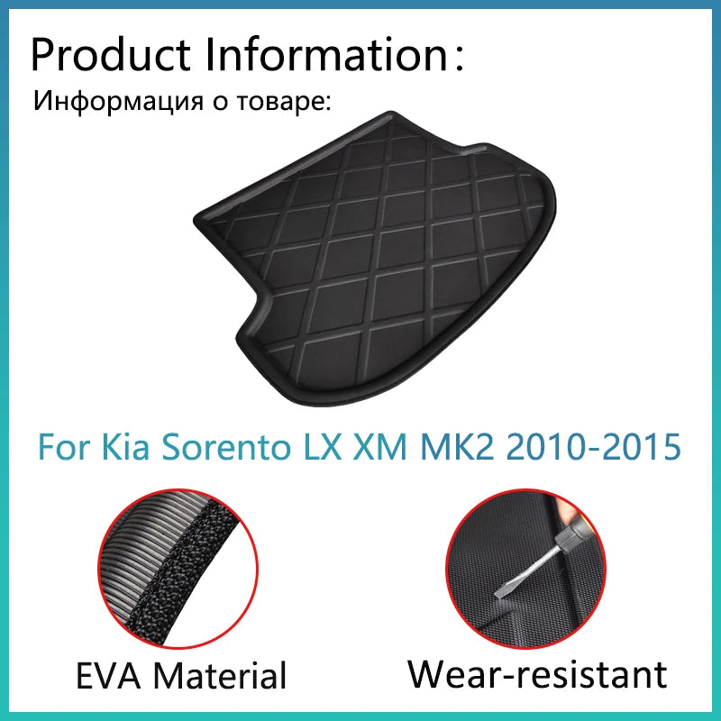 For Kia Sorento LX XM MK2 Sport SWB Accessories 2010 2011 2012 2013 2014 2015 Auto Trunk Mat Floor Tray Liner Cargo Boot Carpe