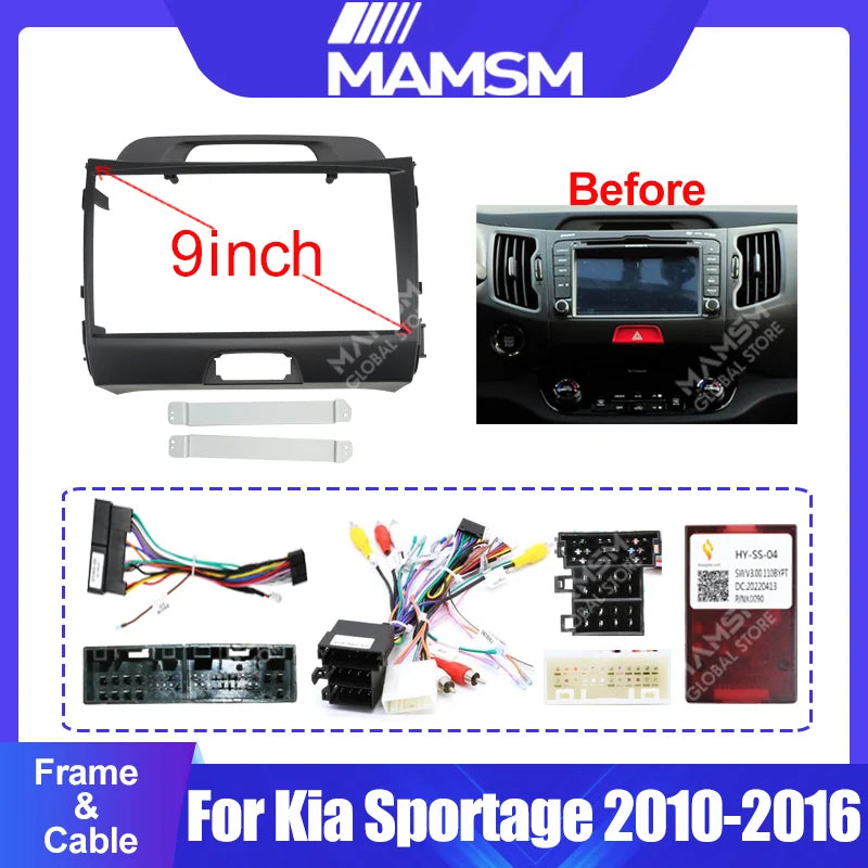 Car accessories 9 Inch Car Frame Fascia Adapter Android Radio Audio Dash Fitting Panel Kit For Kia Sportage 2010-2016.