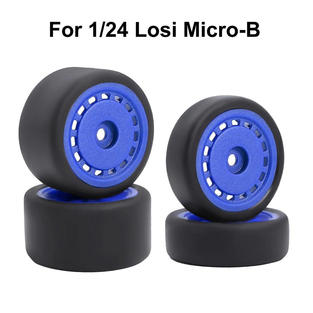 For 1/24 LOSI Micro-B On-Road Drift Racing Wheel Rims Hub with Tires Pre-mounted Pin For 1/28 Losi Micro-T WLtoys 244016