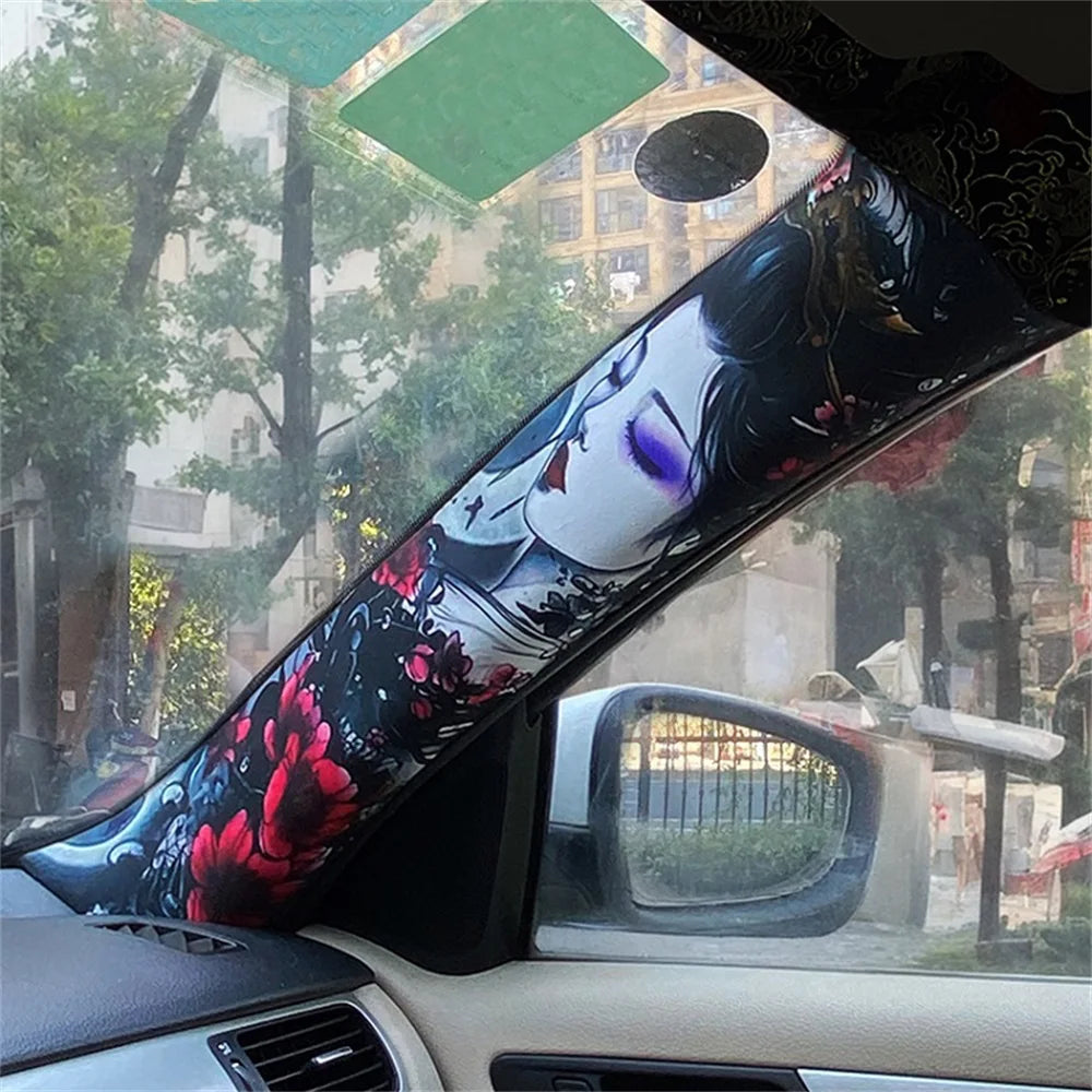 Universal car modification, flower arm beauty style car interior creative stickers, car roof ABC pillar modification.