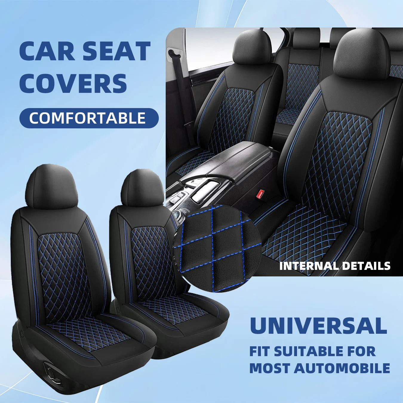 Car Seat Covers Full Set Front Split Rear Bench For Car Universal Cloth SUV Sedan Van Automotive Interior Covers  0910
