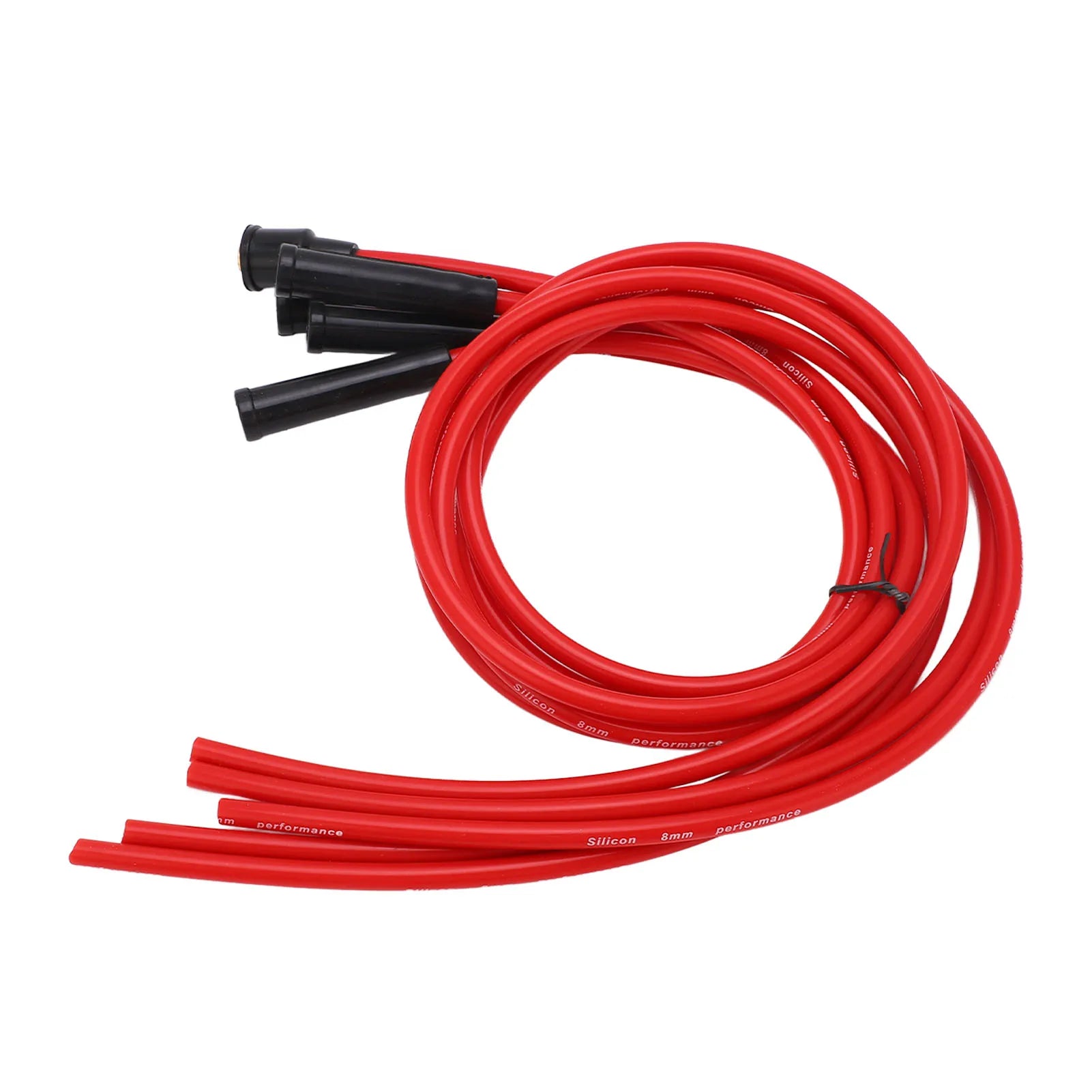 Spark Plug Wire Set Metal Silicone High Performance Anti Aging Red 8mm 3.3ft Car Ignition Wire for 4 Cylinder Classic Cars