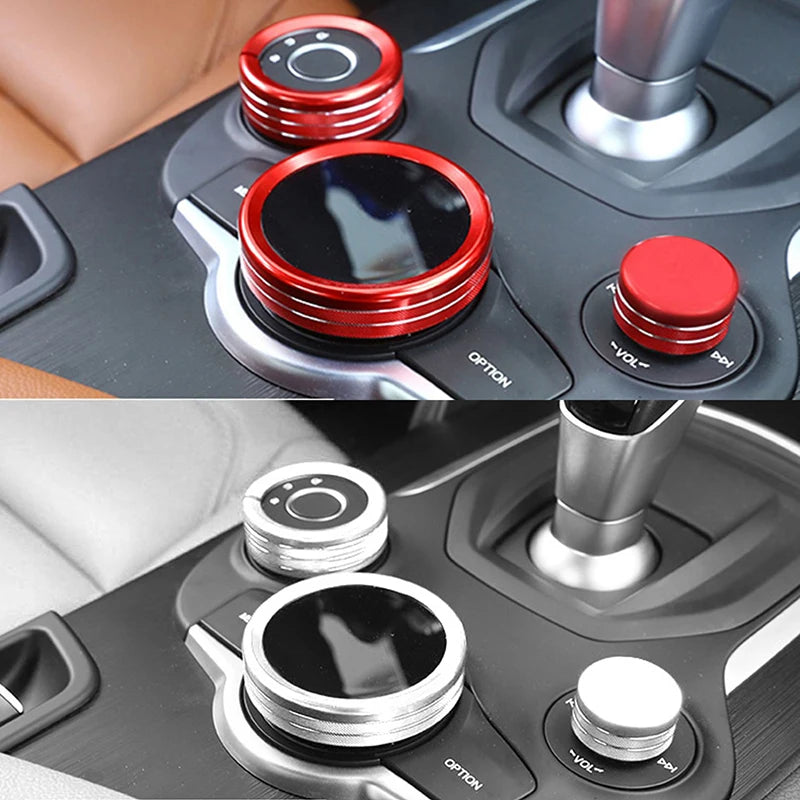 3pcs Car Center Console Volume Drive Mode Multimedia Knobs Decoration Cover For Alfa Romeo Giulia Stelvio Interior Accessories
