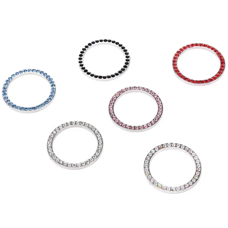 Car with drill, one key start ring, circular decoration, engine ignition ring, flashing rhinestone decoration accessories