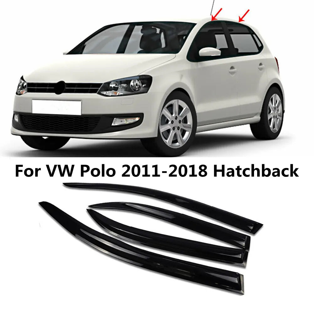 Window Visor For VW Volkswagen Polo 2011 2012 2013 2014 2015 2016 2017 2018 Weathershield Rain Deflector Guard Awning Shelter
