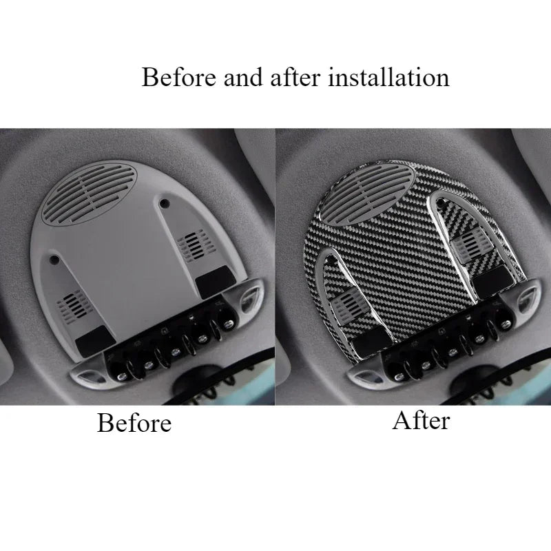 For Mini Cooper Hardtop R56 Clubman R55 R57 Accessories Carbon Fiber Interior Trim Car Roof Reading Light Lamp Cover Sticker