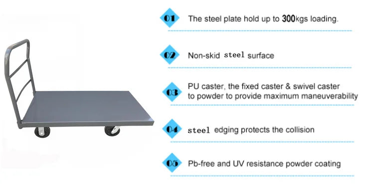 Durable 500kg Metal Flatbed Hand Truck Carts Silent Foldable Platform Trolley Four-Wheel For Carrying OEM Customizable Mesh