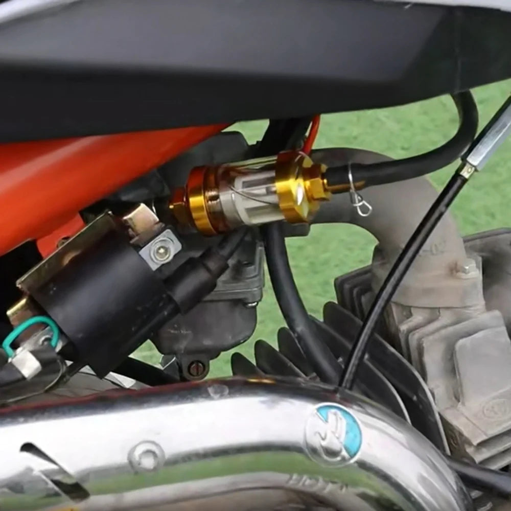 Universal 8mm CNC Aluminum Alloy Glass Gas Fuel Gasoline Oil Filter For Motocross Dirt Pit Bike ATV Buggy Quad Motorcycle Parts