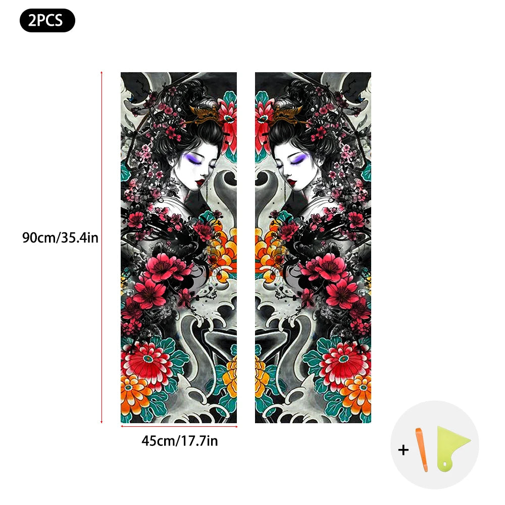 Universal car modification, flower arm beauty style car interior creative stickers, car roof ABC pillar modification.