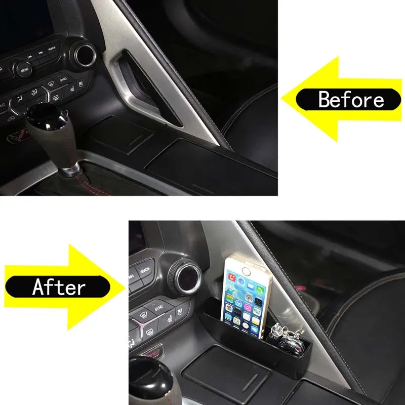 For Chevrolet Corvette C7 2014-2019 ABS Car Center Console Gear Shift Side Storage Box Organizer Tray Car Interior Accessories