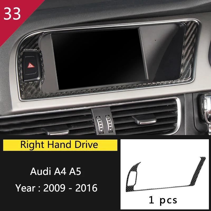 For Audi A4 S4 RS4 B8 8K A5 S5 RS5 8T 8F Carbon Fiber Interior Auto Gear Shift Panel Cover Frame Trim Sticker Car Accessories