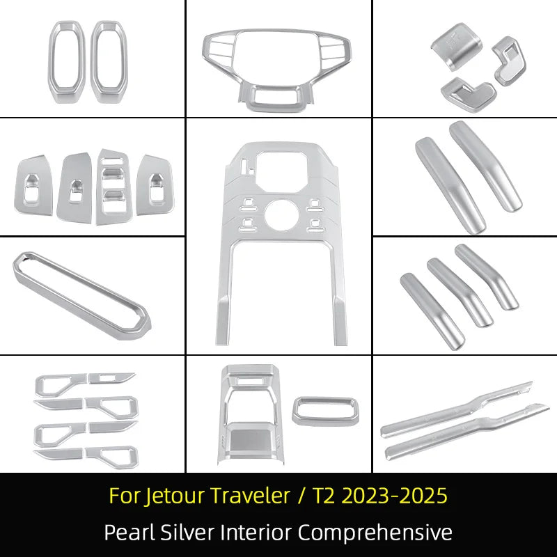 For Jetour Traveler T2 2023 2024 2025 Interior Car Accessory, Rear Air outlet Frame Center Gear Shift Panel Door Handrail Cover