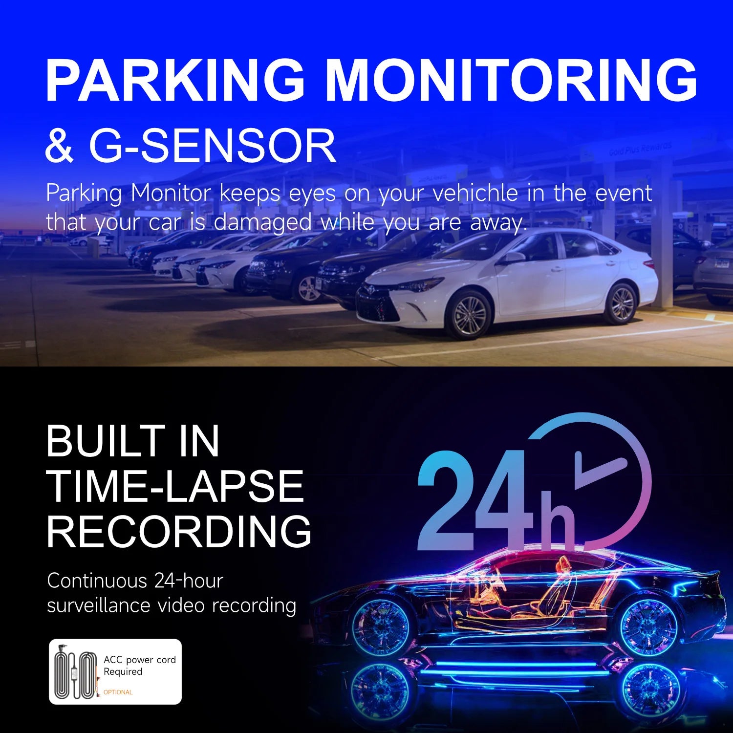 Dash Cam 4K WiFi 360 Car DVR Front and Rear Dual Recording  Car Camera DVR Night Vision Video Recorder Support GPS 24H Parking