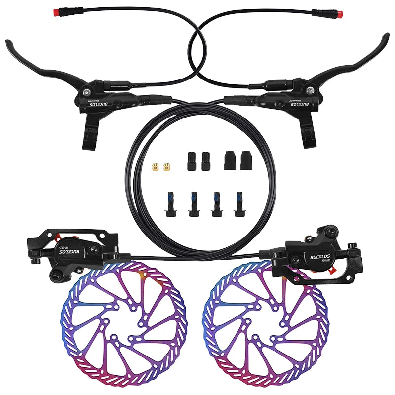 BUCKLOS Electric Bike Hydraulic Brakes Power Off Electric Scooter Brake Set 2 Piston E-Bike Disc Brake Set Folding Bike Brakes