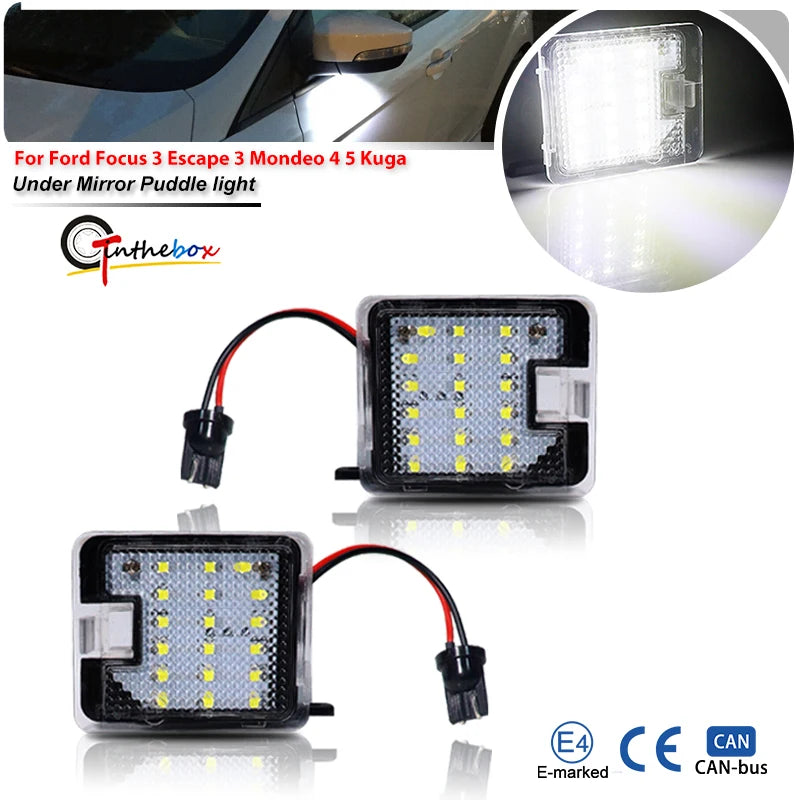 LED Under Side Mirror Puddle Light For Ford Focus 3 Escape 3 Mondeo 4 5 Kuga 1 2 Galaxy 2 C Max S Max Car Courtesy Lamps