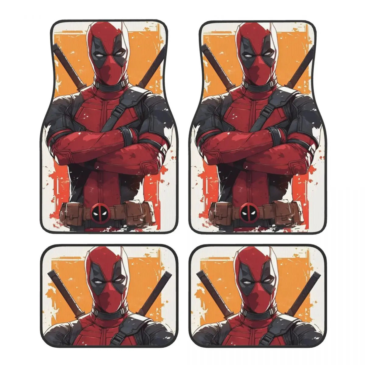 Deadpool Superhero Comics Car Floor Mats Carpet Set of 4 Anti-Slip Universal Automotive Floor Mat Fit for Vans SUV