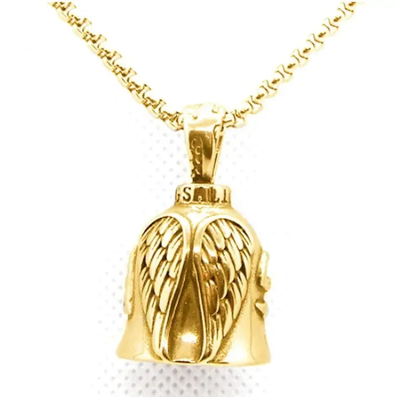 Retro Punk Domineering Skull Bell Pendant Necklace Suitable for Men Cycling Motorcycle Accessories Gift