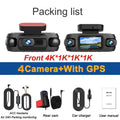 4 Channel 4K Dash Camera for Cars 360° Dashcam 4 Lens 1080p Front Left Right Rear Car DVR Built-in Wifi GPS WDR Night Vision Cam