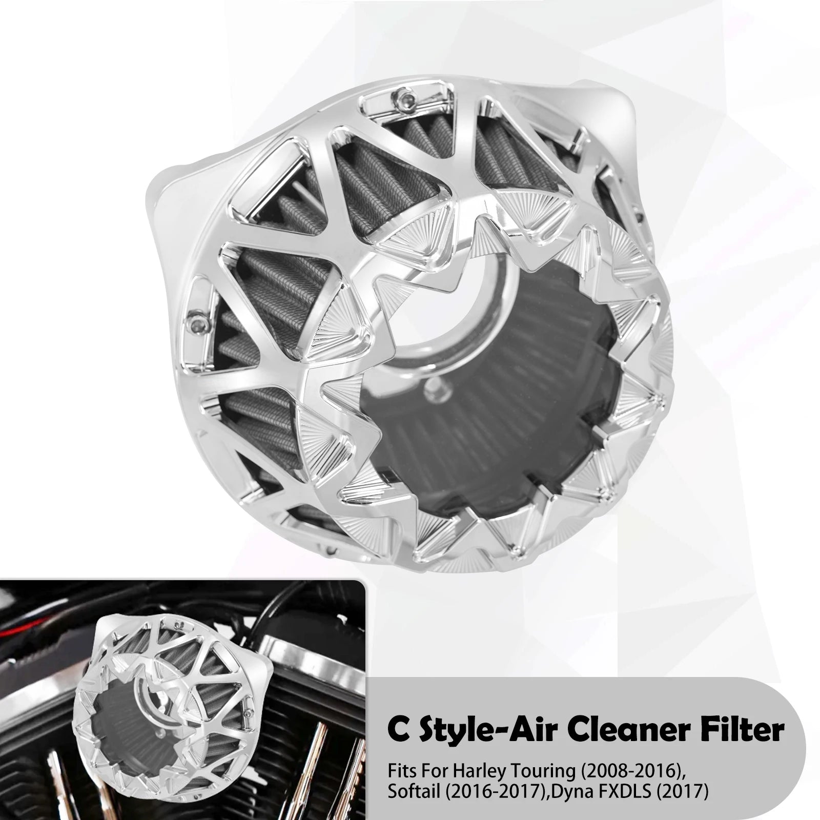 Motorcycle Air Cleaner Intake Filter Chrome For Harley Touring Electra Road Glide Dyna FXDLS Softail FLSTNSE Sportster XL48 883