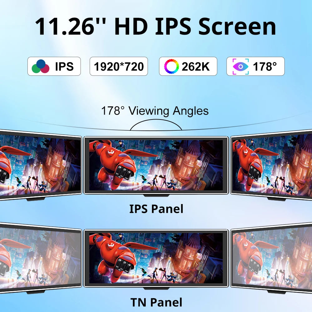 11.26 inch IPS Touch Screen Multimedia Video Player Portable 4K DVR Wireless CarPlay/Android Auto Dual Lens Driving Recorder