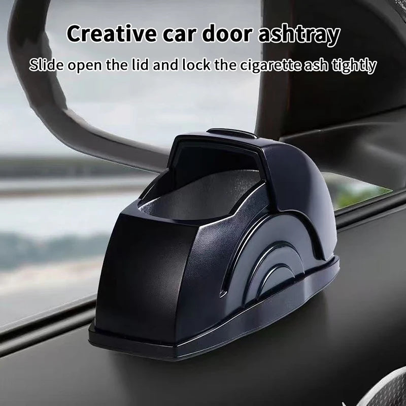 Auto Truck Accessory, Portable Garbage Can & Smokeless Ashtray with Lid, Stainless Steel Liner, Door Mounted