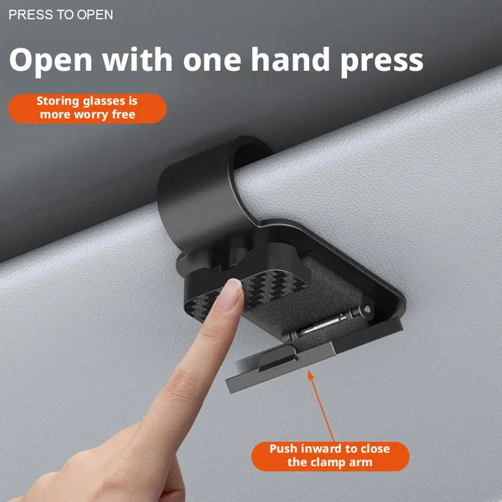 Car Sun Visor Glasses Holder Carbon Fiber Pattern Sunglasses Clip Ticket Card Mount Bracket Auto Interior Storage Accessories