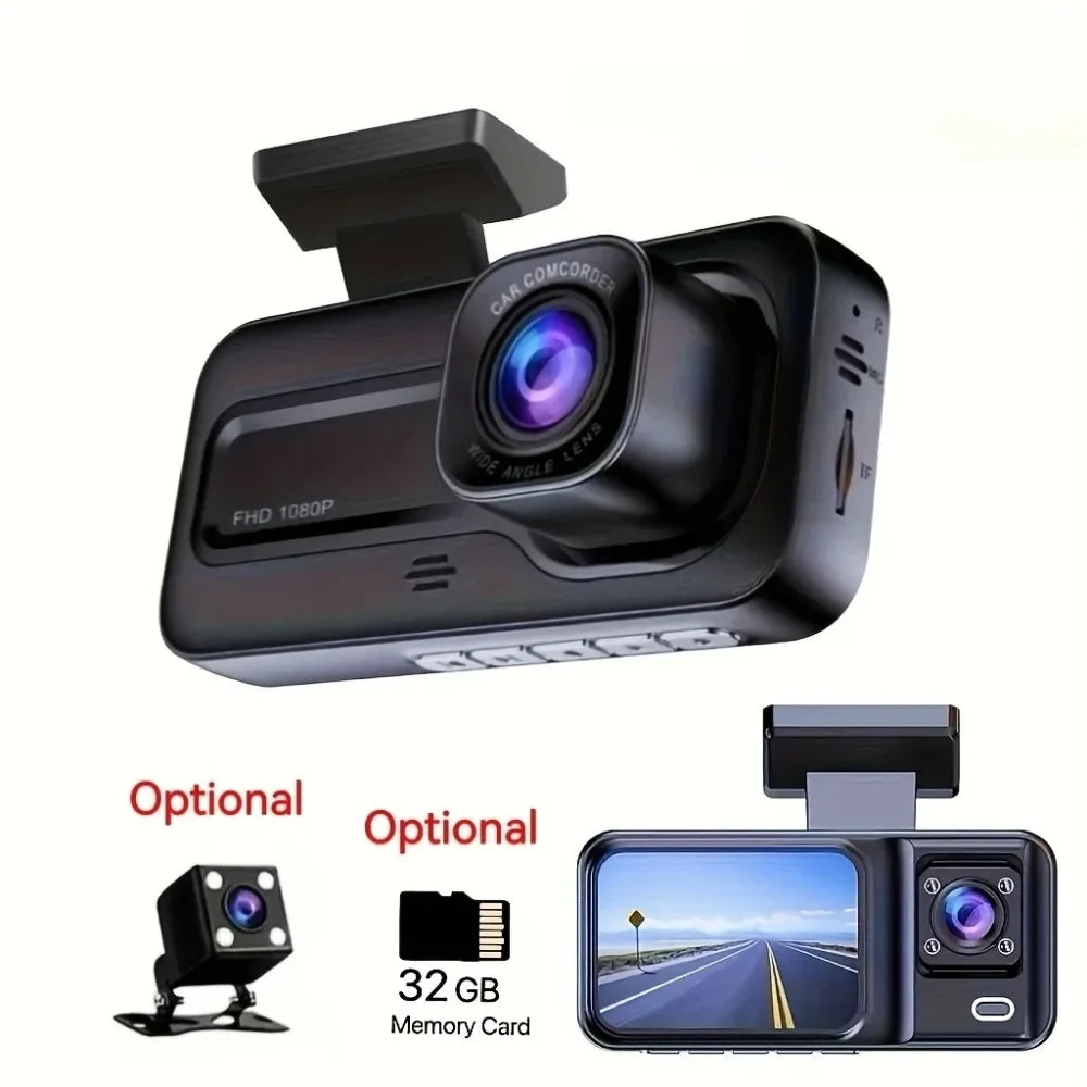 3 Lens Camara Para auto, Car dashcam 1080P Front | 480P Interior & Rear Cams Dashcam, Car Accessories | Car DVR | Video Recorder