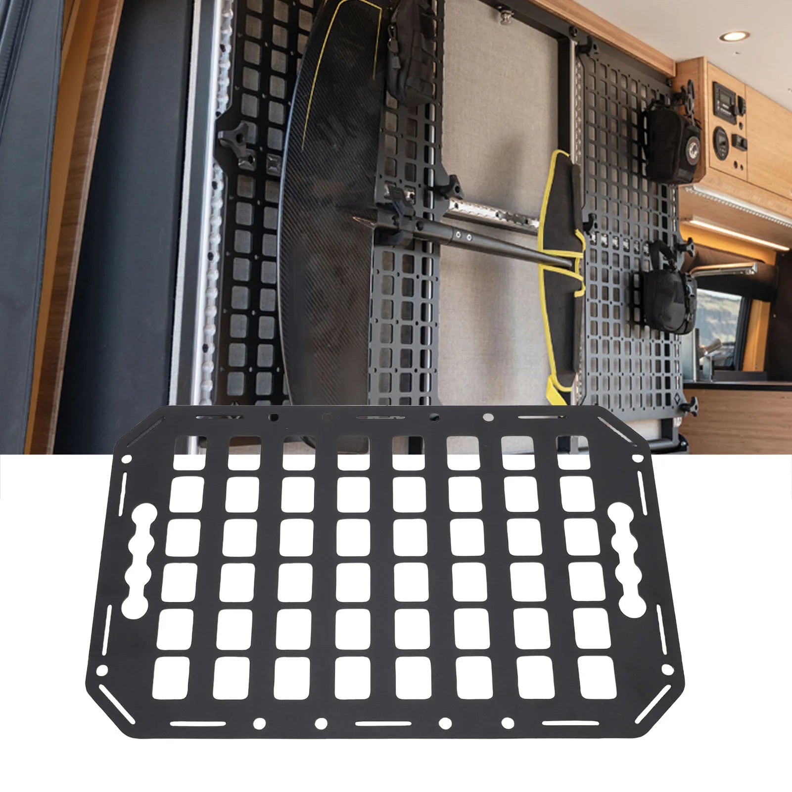 Truck Bed Molle Panel 432x273x2mm Aluminum Side Bed L Track Molle Panel for Sedan SUV Pickup Van RV Side Bed Molle Panel