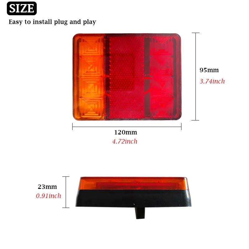 2Pcs 8 LED Tail Lights Rear Lamp Pair Boat Trailer 12V Rear Parts Waterproof IP67 For Truck Vans ATV Lorry Caravans Car Lighting