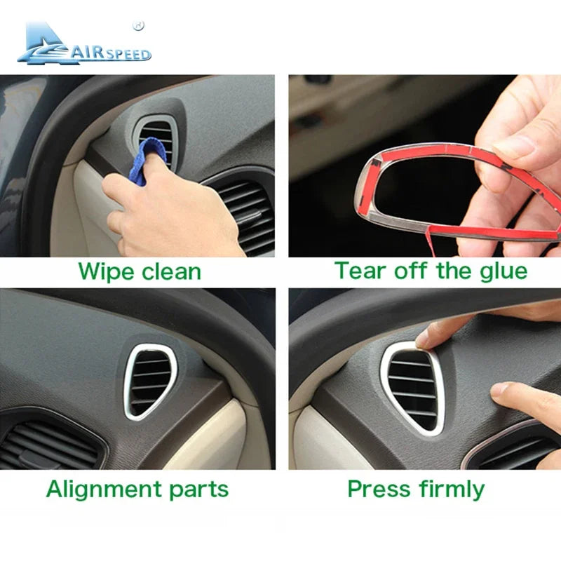 Airspeed para Volvo V40 Accesorios para Volvo V40 2012 2013 2014 2015 2016 2017 Pegatinas Interior Marco de Toma de CA de Acero Inoxidable
