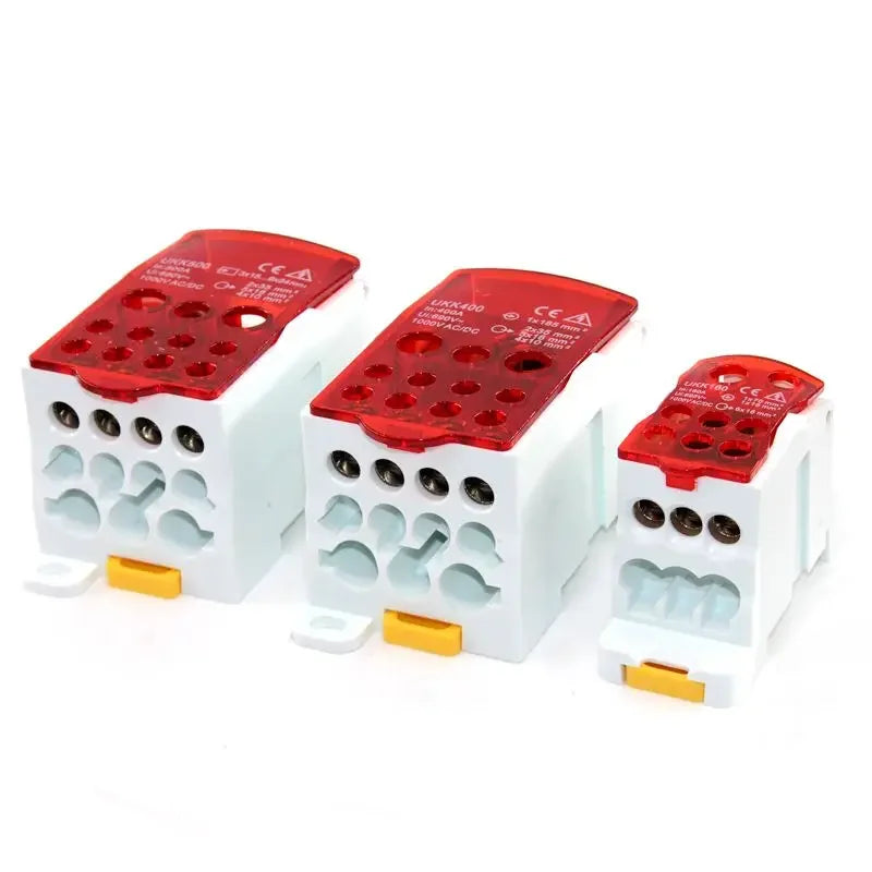 Bloque de terminales de riel DIN dividido eléctrico, caja de conexiones, cable de alimentación, conector eléctrico UKK80A, 125A, 160A, 250A, 400A y 500A