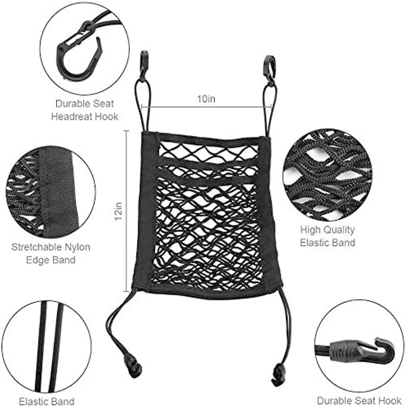 Car Interior Trunk Seat Back Elastic Storage Net Back Seat Safety Protector Mesh Net Car Storage Bag Auto Interior Accessories