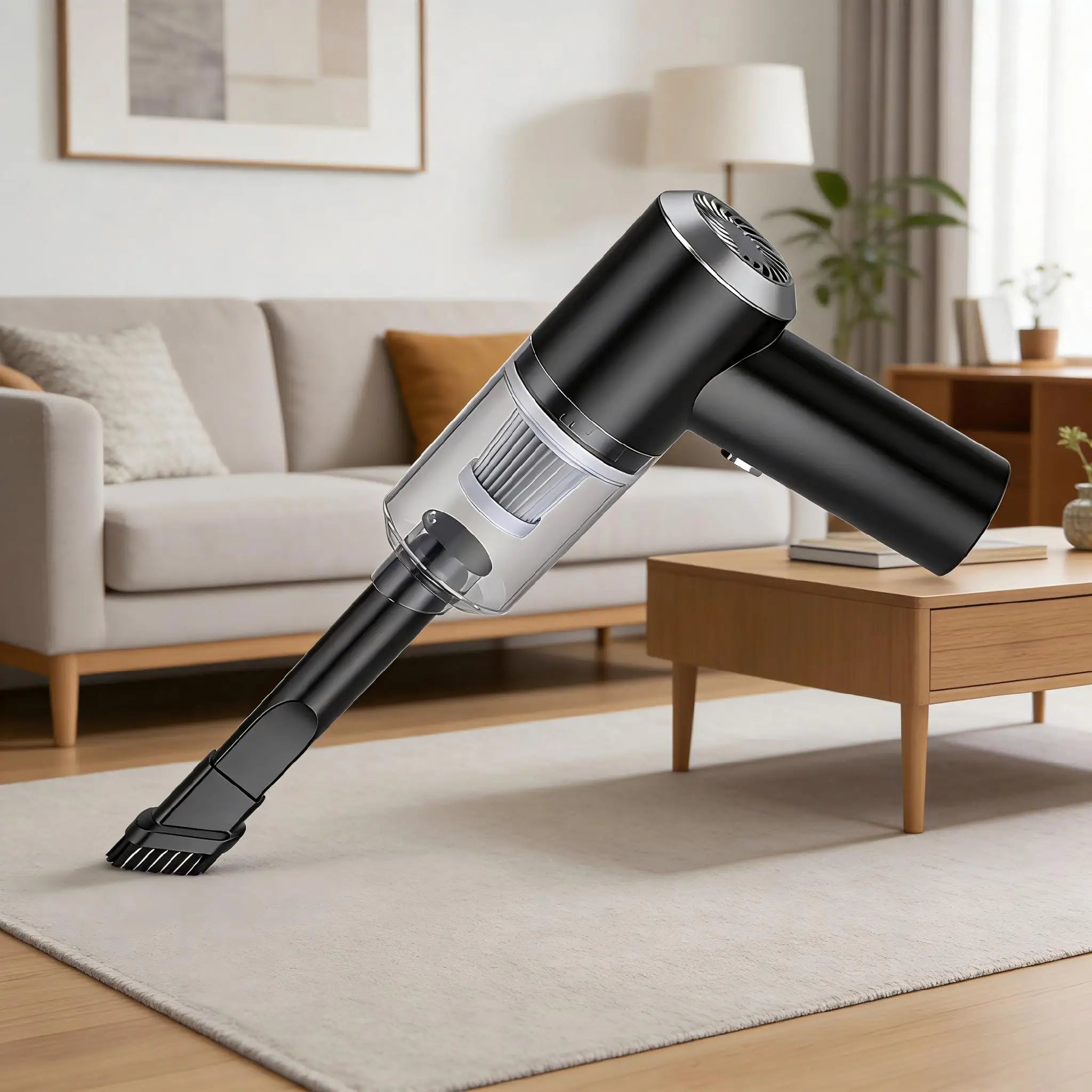 Handheld Car Vacuum 6000Pa 3In1 Cordless Vacuum LED Light 120W High Power Air Duster Black Portable Auto Home Office Pet