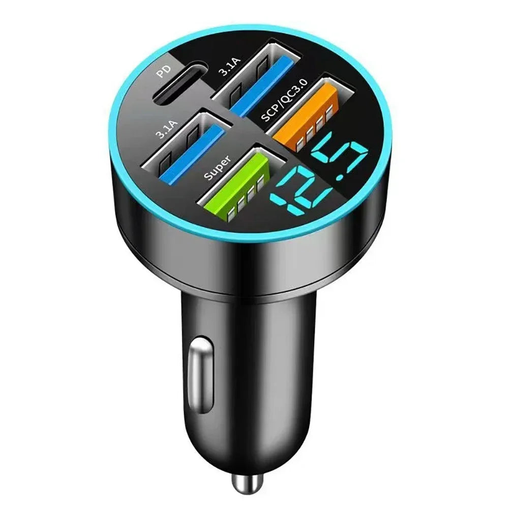PD + QC 3.0 Fast Charging Car Phone Charger Adapter 4 Ports Usb Car Charger Type C PD35W Quick Charge 3.0 Car Charger