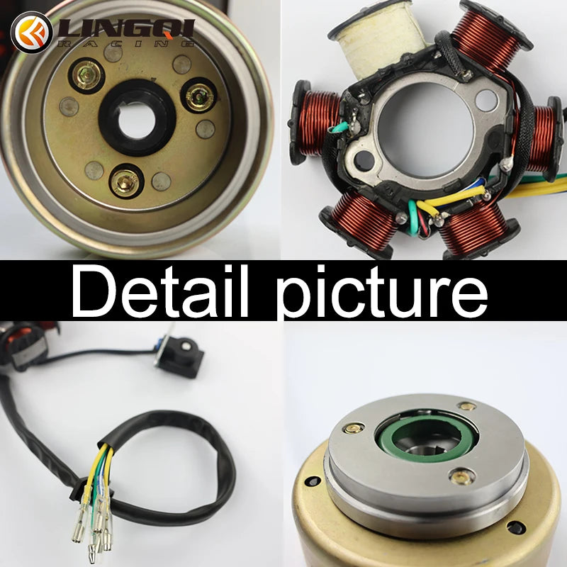 LINGQI Motorcycle Spare Engine Parts Magneto Stator Coil With Flywheel Rotor For GY6 50cc Generator Dirt Bike Accessories