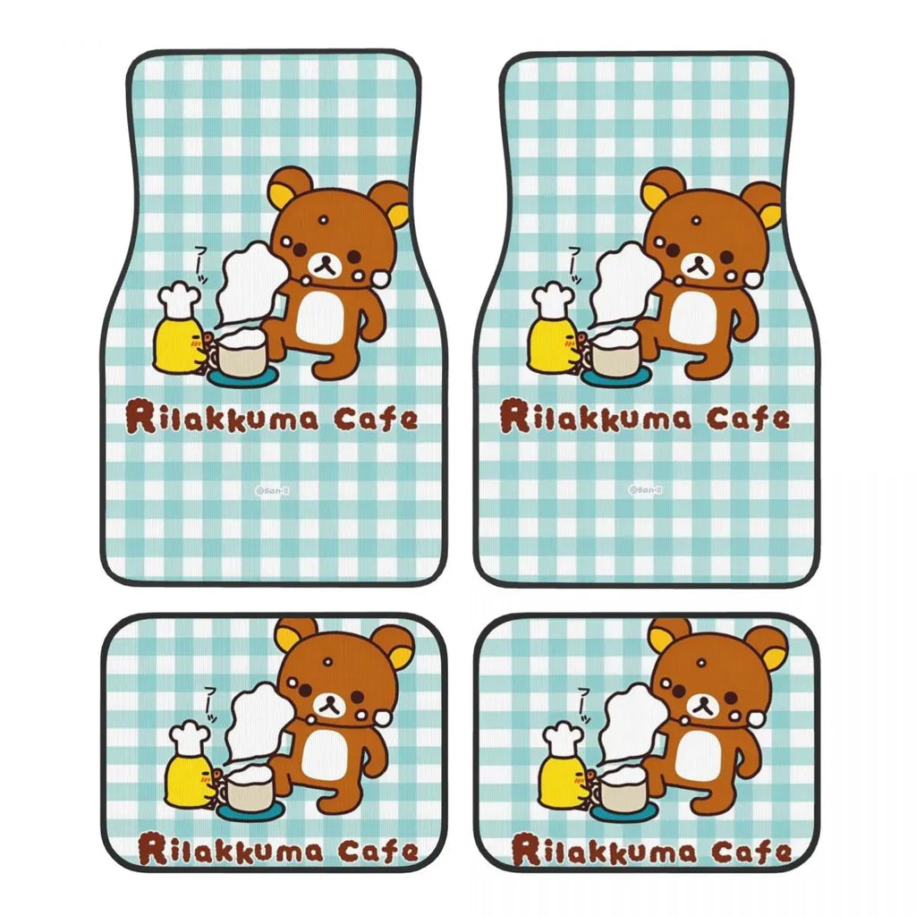 Rilakkuma Car Floor Mats Carpet Set of 4 Anti-Slip Universal Automotive Floor Mat Fit for Mid Trucks