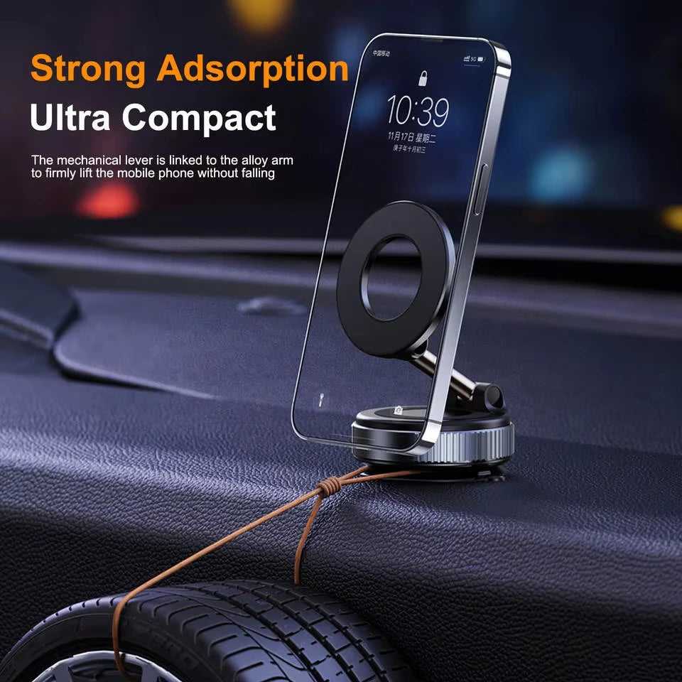 Vacuum Strong Magnetic Car Phone Holder Foldable Design 360° Adjustable Foldable Car Vacuum Mount For Car/Desk/Bathroom/Universa