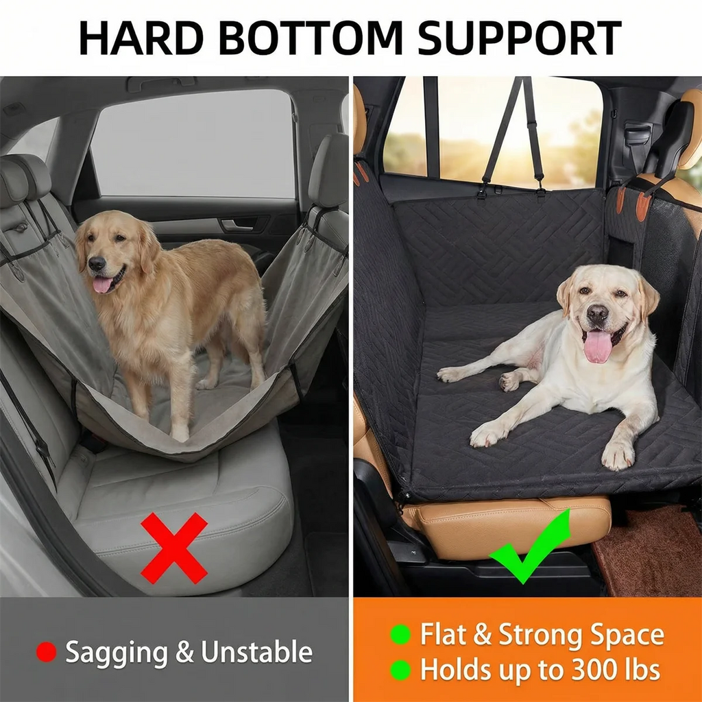 Convertible Car Bed for Dogs， Extended Waterproof Seat Cover with Anti-Slip Backing， Comfortable Pet Mat for SUV Truck Travel