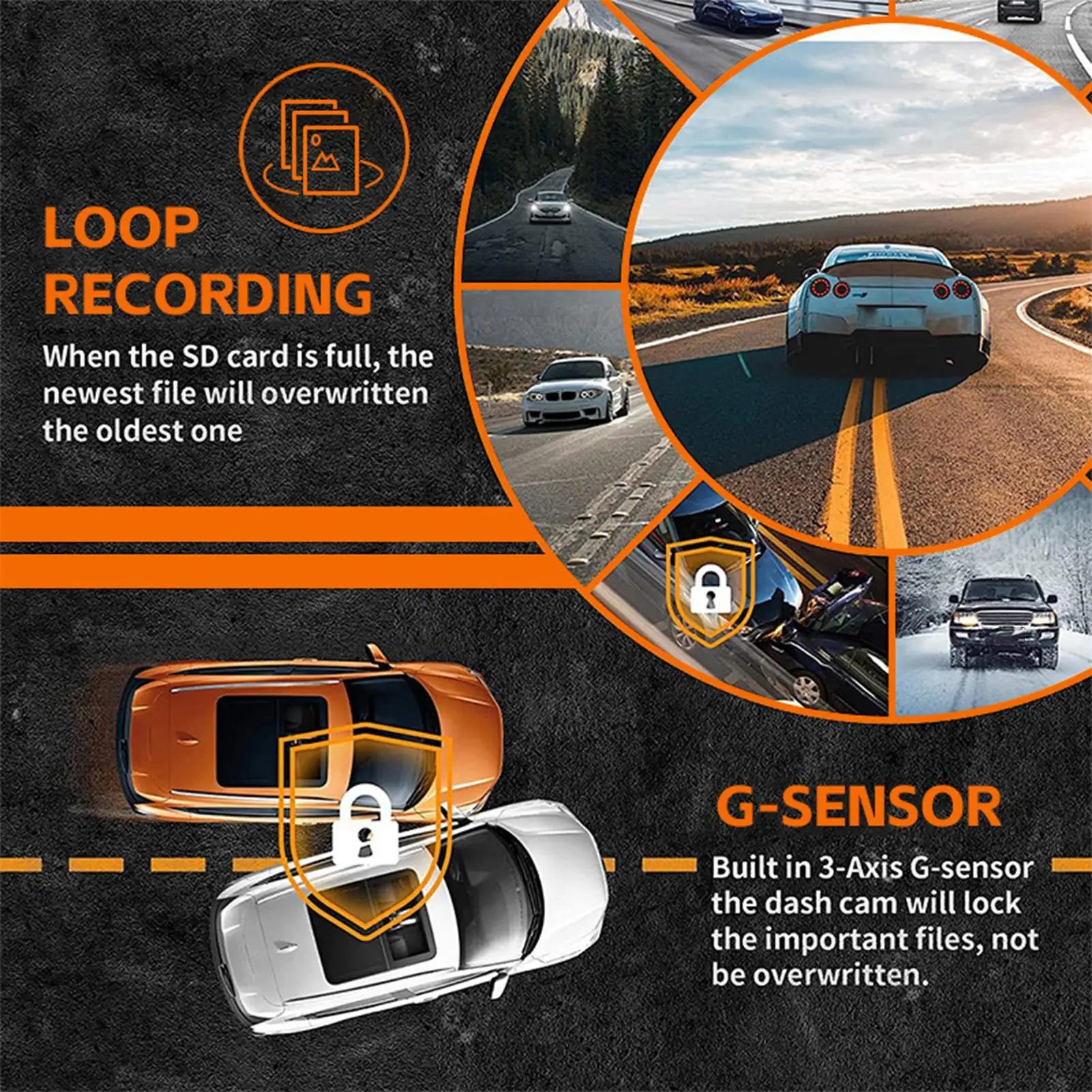 Dash Cam 3 Channel Battery Powered Dash Cam 1080P Monitor WIFI Infrared Night Vision Front Rear Reversing Image For Truck Taxi