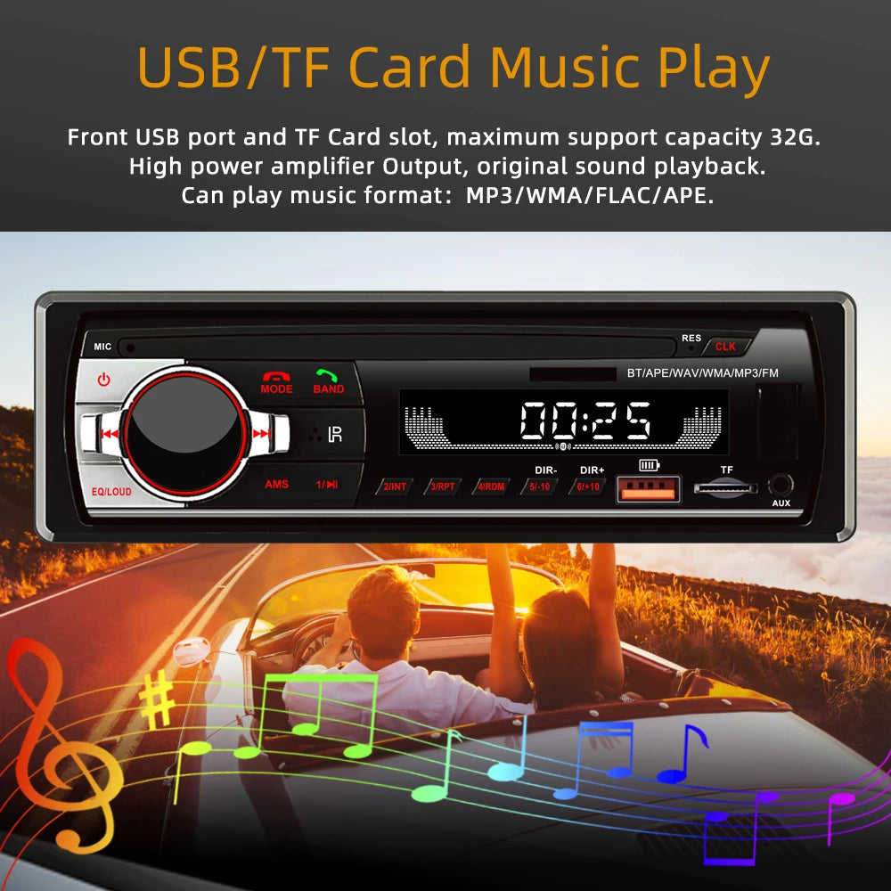 REAKOSOUND Autoradio 1 Din Bluetooth Radio Car  AUX-IN MP3 Player FM USB Auto Stereo Audio Stereo Digital Audio FM Music Stereo