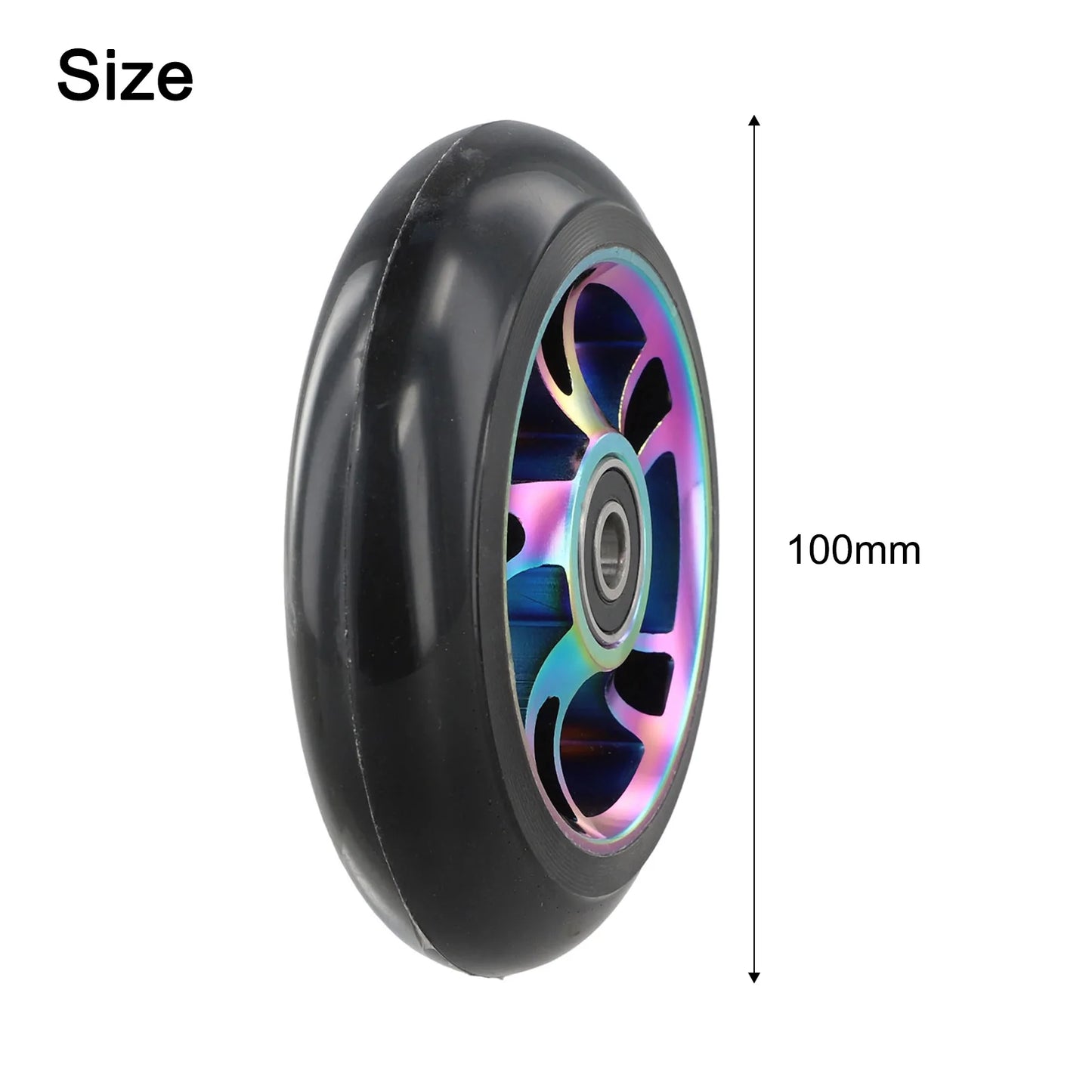 Elastic Polyurethane Tire Material Scooter Wheels Aluminum Alloy Hub 100mm Stunt Wheels High Carbon Steel Bearings