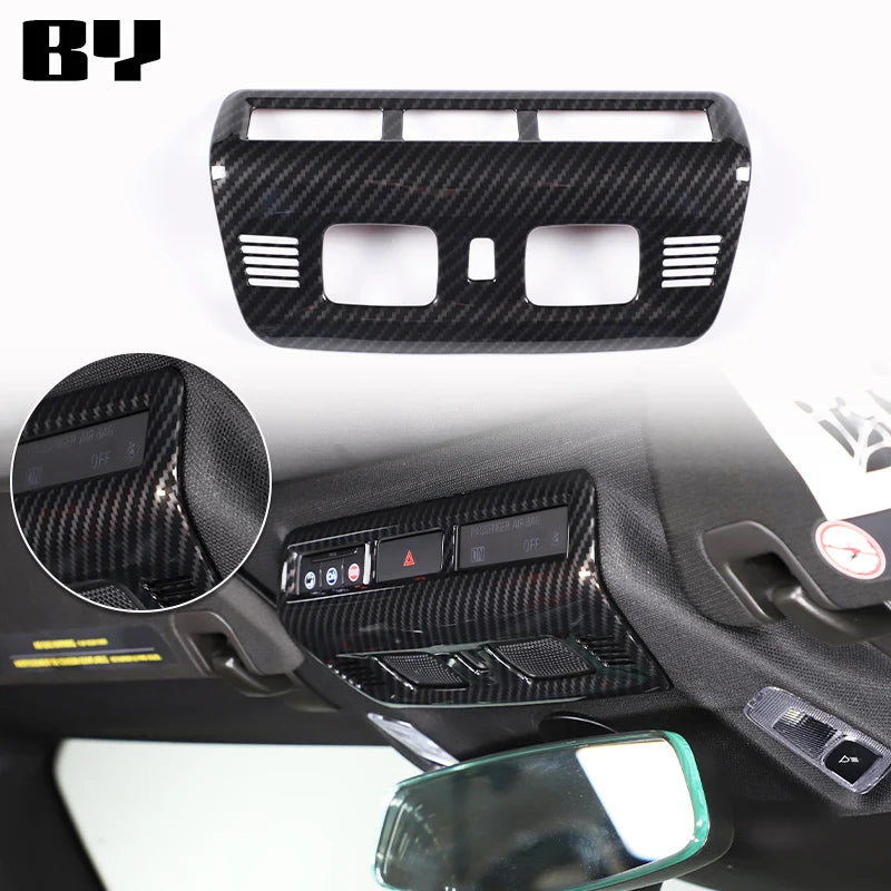 For Chevrolet Corvette C8 2020-2024 Car Accessory ABS Carbon Fiber Car Console Gear Shift Panel Cover door armrest Trim Sticker