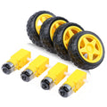 4Pcs DC Electric Motor 3-6V Dual Shaft Geared TT DC Motor Magnetic Gearbox Engine with 4Pcs Smart RC Car Robot Tire Whee