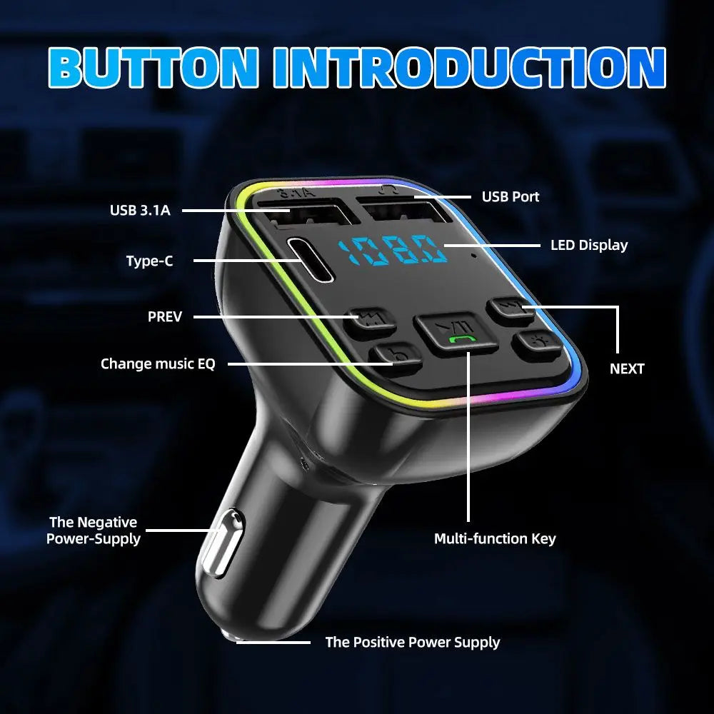 Interior Accessories MP3 Modulator Player Power Adapter USB Charger Car FM Transmitter Car Accessories Bluetooth Car Charger