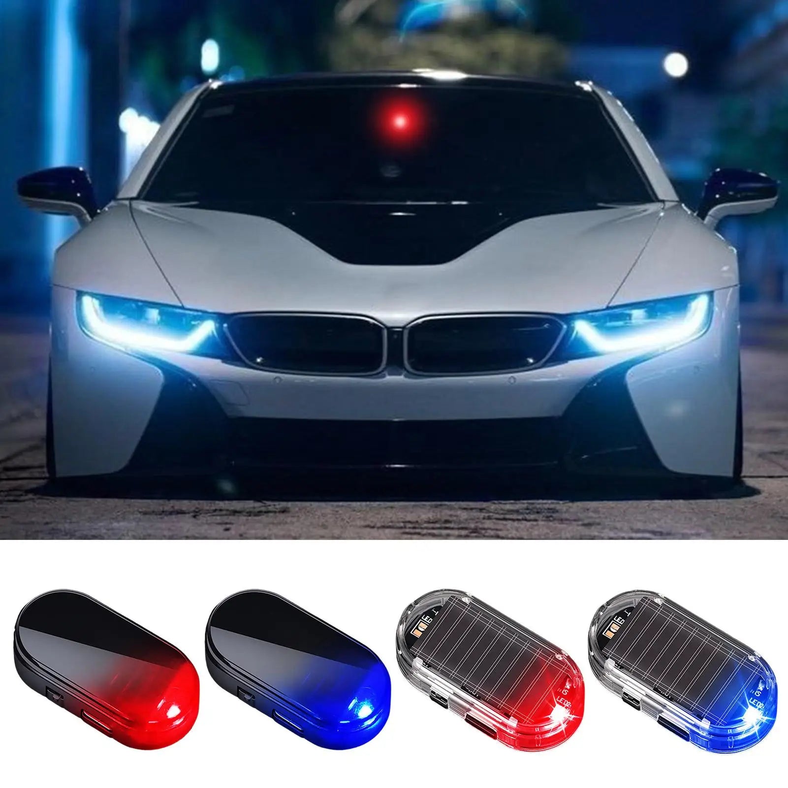Car solar anti-theft light auto interior warning light LED Warning Lamp Simulated Alarm Anti-Theft LED Flashing Security Light