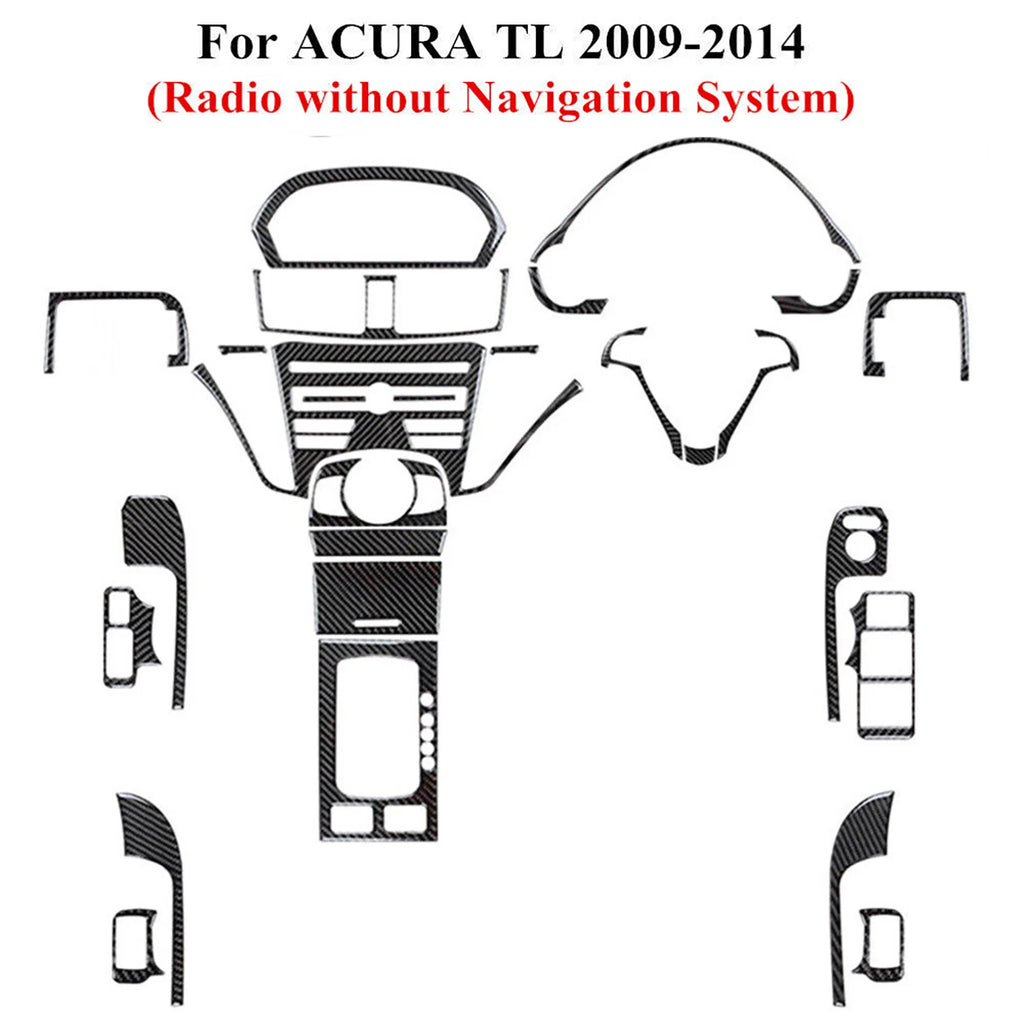 27Pcs Carbon Fiber Full Kits Interior Cover Trim Interior Dashboard Cover Trim Set For Acura TL 2009-2014 Interior Accessories