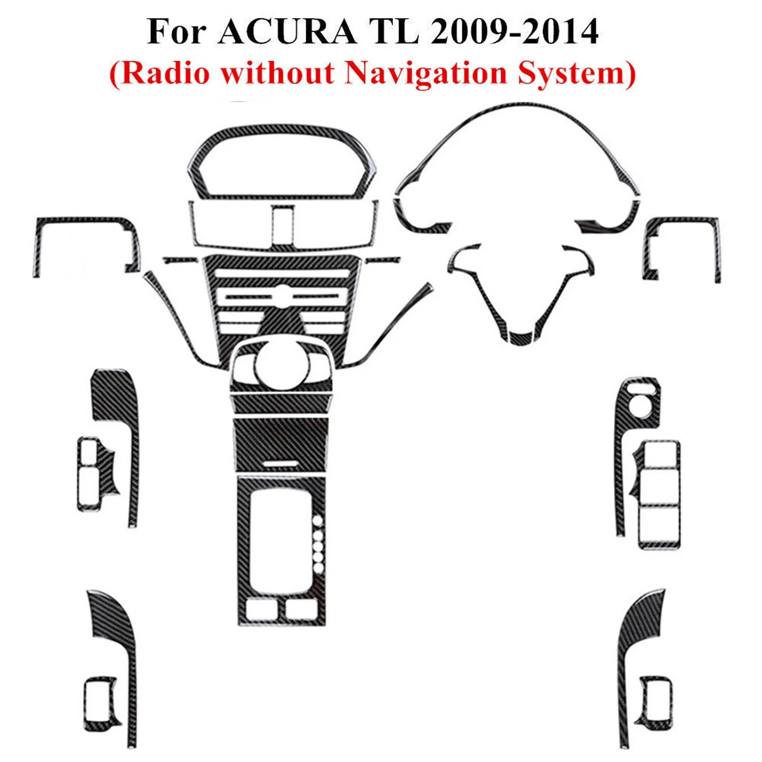 27Pcs Carbon Fiber Full Kits Interior Cover Trim Interior Dashboard Cover Trim Set For Acura TL 2009-2014 Interior Accessories