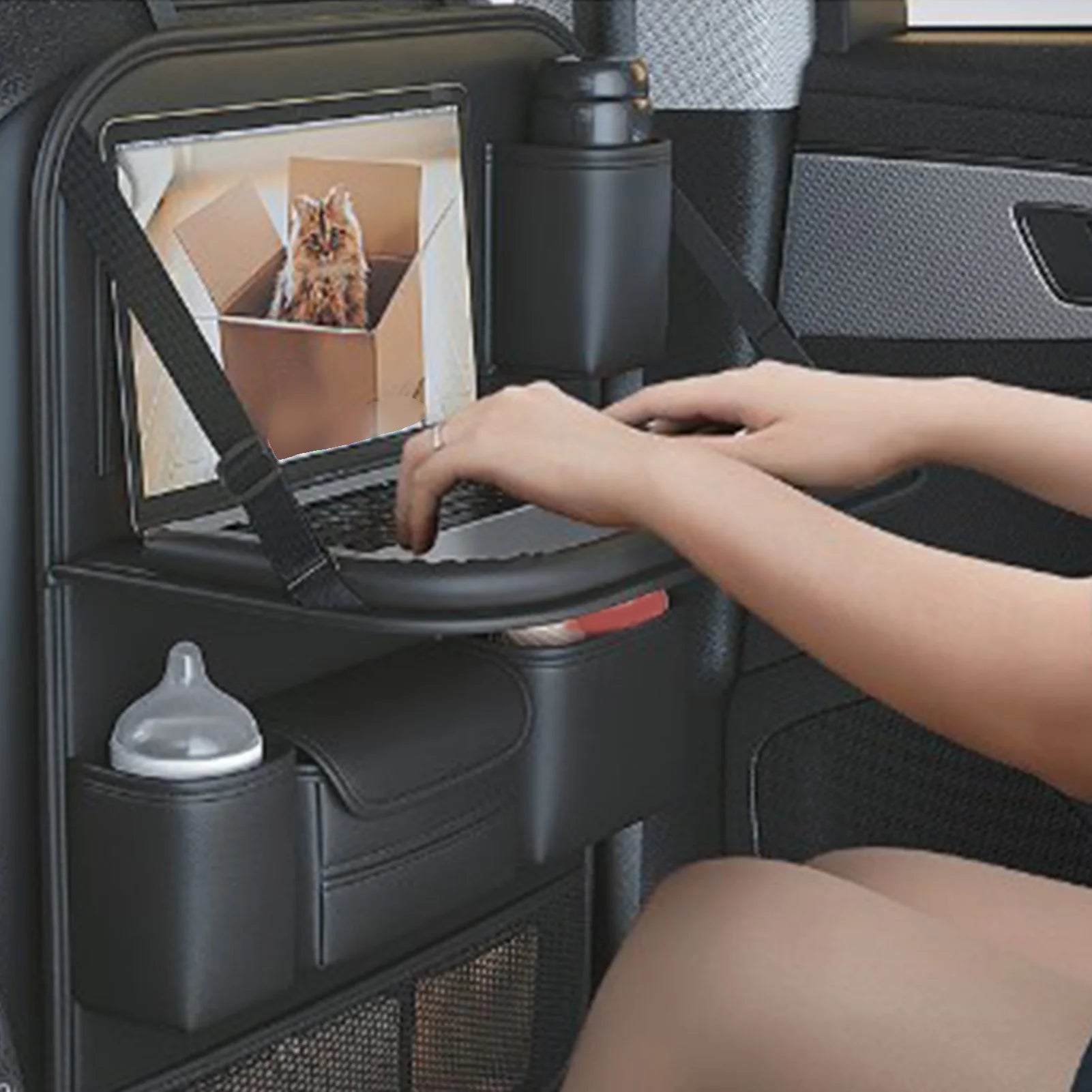 Car Seat Back Organizer Multifunctional Sturdy Durable Foldable Table Seat Back Organizer for Car