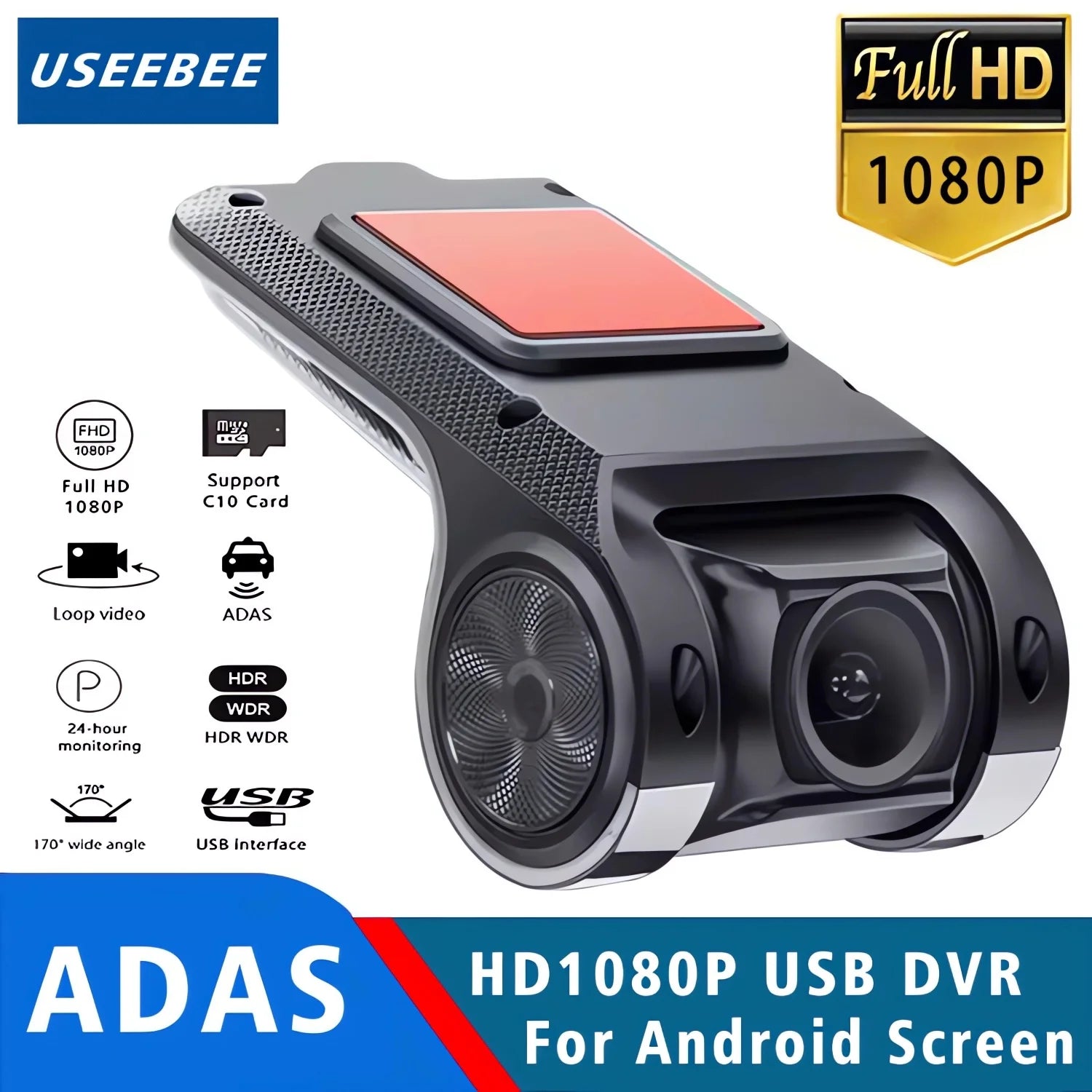 HD Car DVR Dash Cam  ADAS Video 720P/1080P USB Dashcam Auto Drive Recorder for Android Multimedia Player DVD Voice Alarm